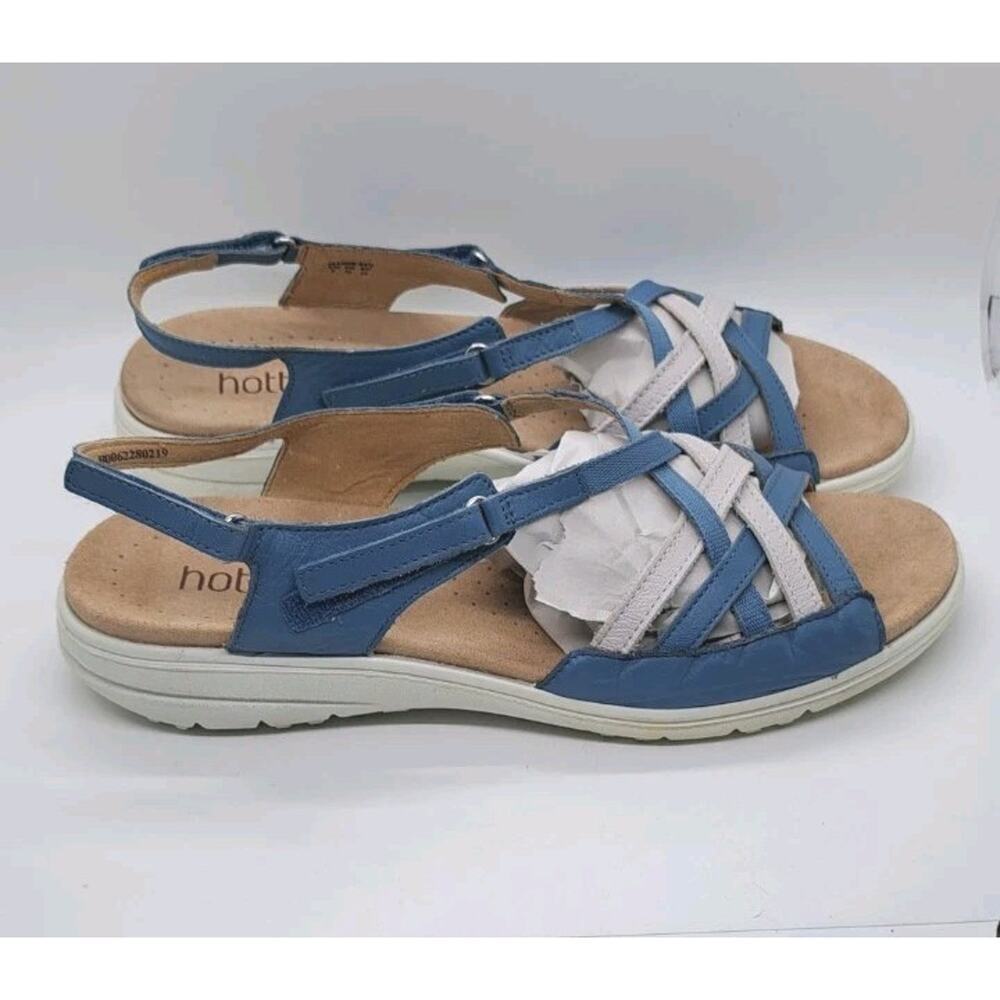 Hotter England Strappy Leather Maisie STD Slingback Sandals Womens 11 Blue Retro - Picture 2 of 9